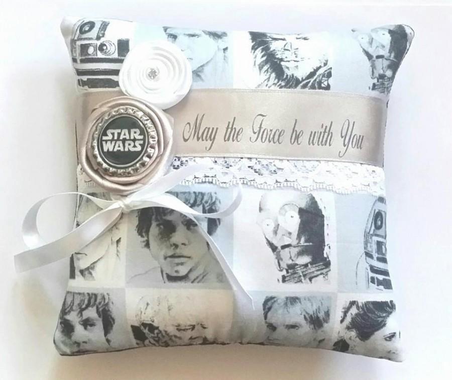 Hochzeit - Star Wars Themed Wedding Ring Pillow - ( 6x6 inch pillow )