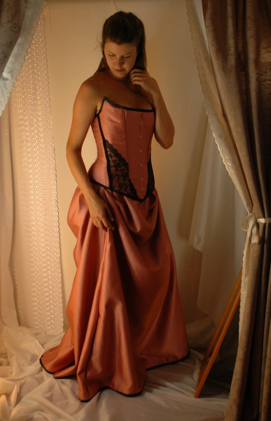 Hochzeit - Eloise - Custom dark dusky rose and black corset gown