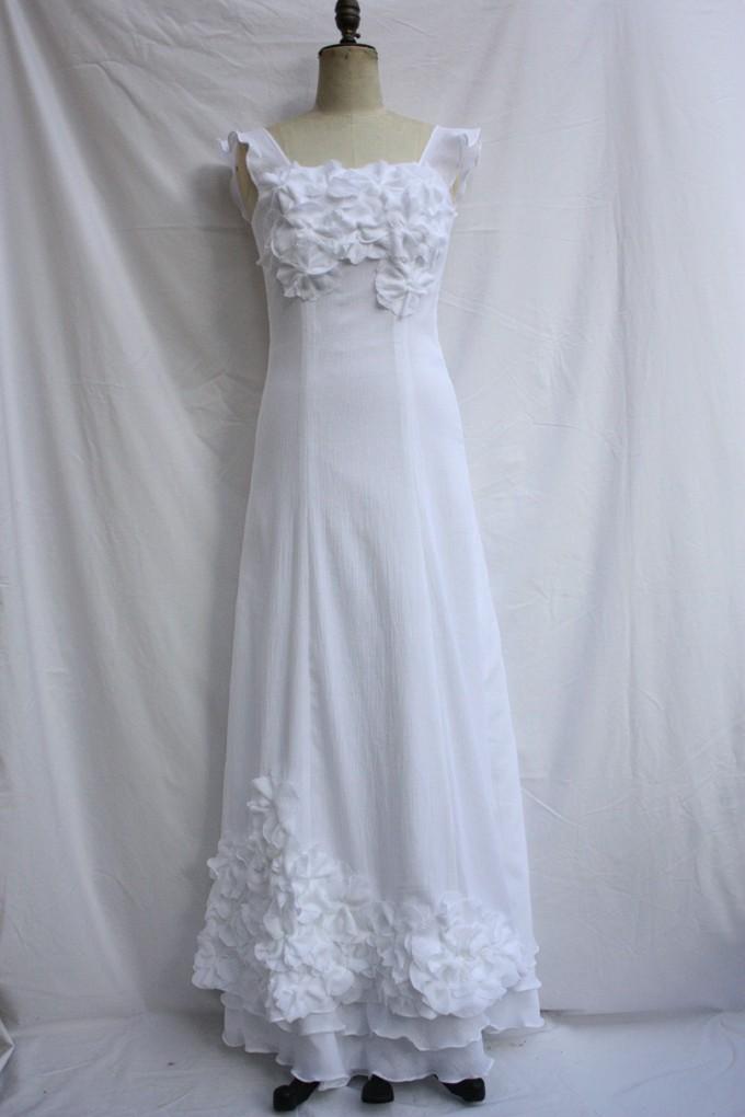 Свадьба - Full length petal detail on top and hem with ruffle strap, custom size no charge, color option, wedding dress, bridesmaid dress