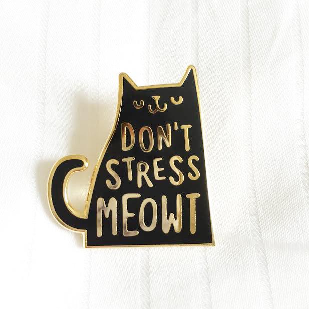 زفاف - Don't Stress Meowt Enamel Lapel Pin 