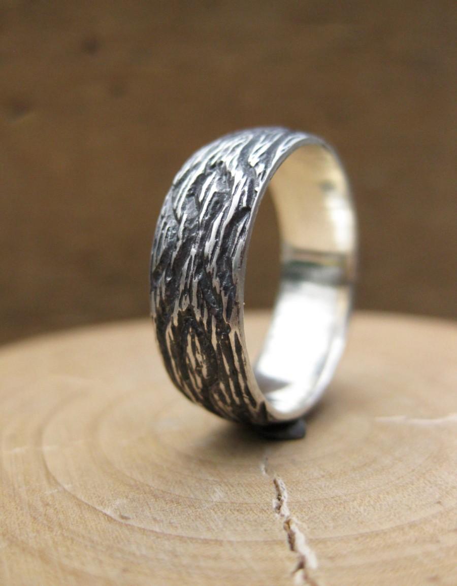 زفاف - woodgrain ring OAK sterling silver size 7