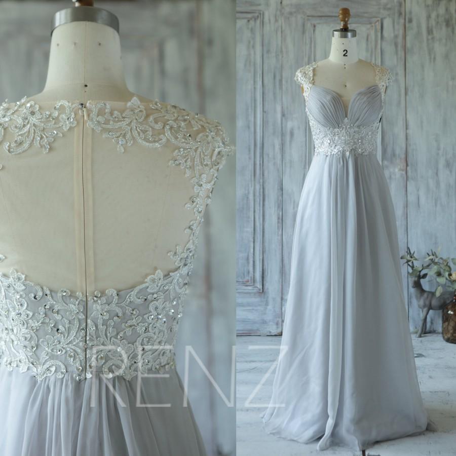 Свадьба - 2016 Light Gray Bridesmaid Dress with Beading, Sweetheart Wedding Dress, Cap Sleeves Prom Dress, Formal Dress Long Floor Length (X001)
