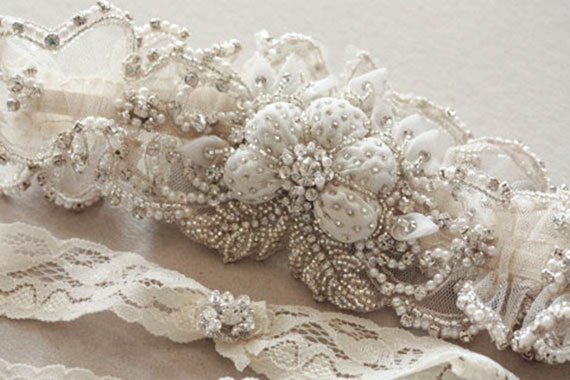 Свадьба - Wedding Garter Set in Ivory  - Paris Romance Ivory (Made to Order)