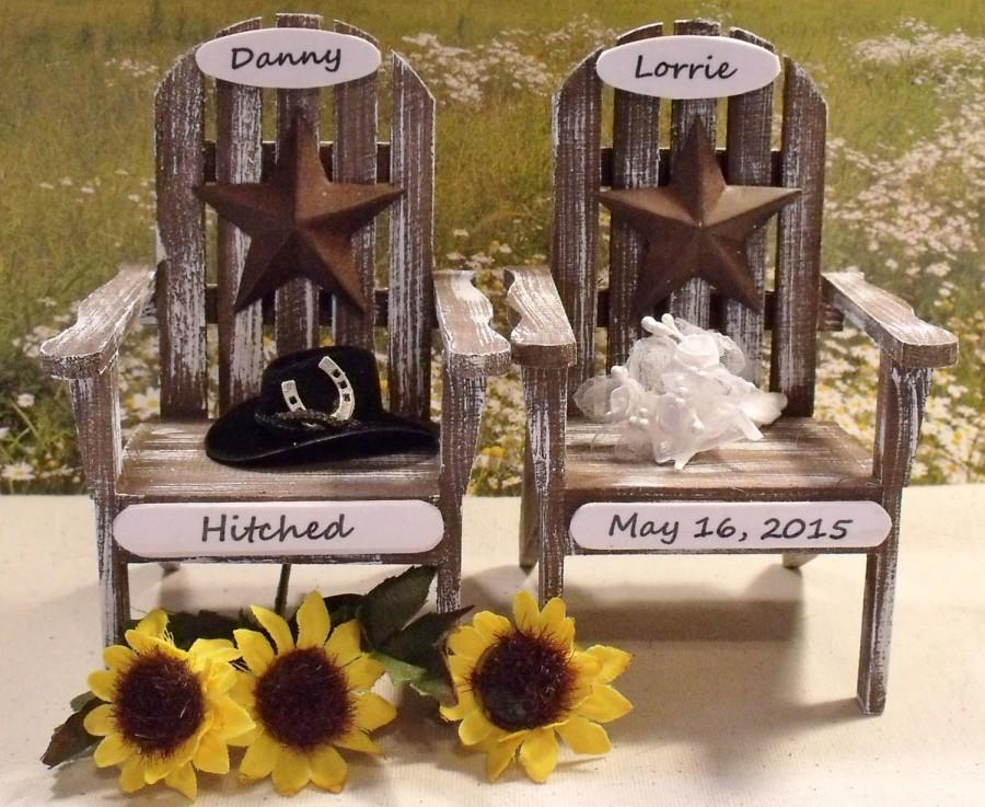 Свадьба - Texas Wedding Cake Toppers "PERSONALIZED" Adirondack Chair Cake Topper ....Texas Star