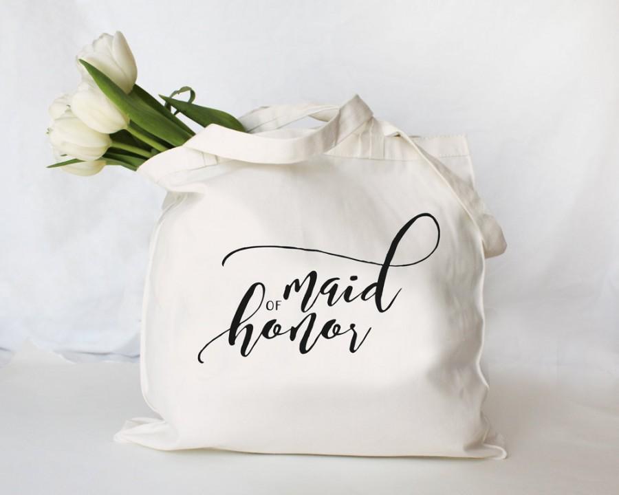 Wedding - Personalized Maid of Honor Tote, Custom Bridesmaid Bag, Personalized Maid of Honor Bag, Custom Tote Bag, Personalized Wedding Party Bag