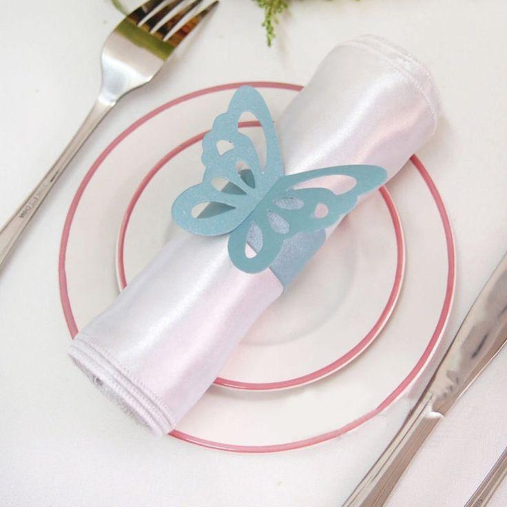 زفاف - 50pcs Butterfly Paper Napkin Rings For Wedding Party Decoration