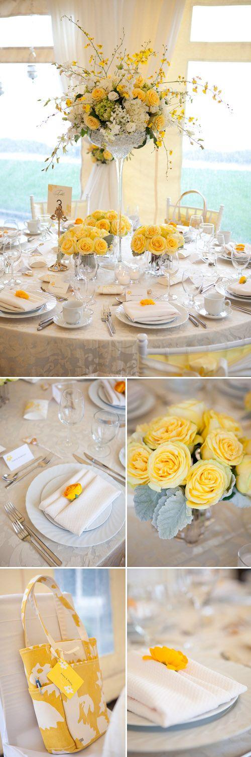 زفاف - Yellow And White Spring Tabletop Designs From Woodmark Weddings