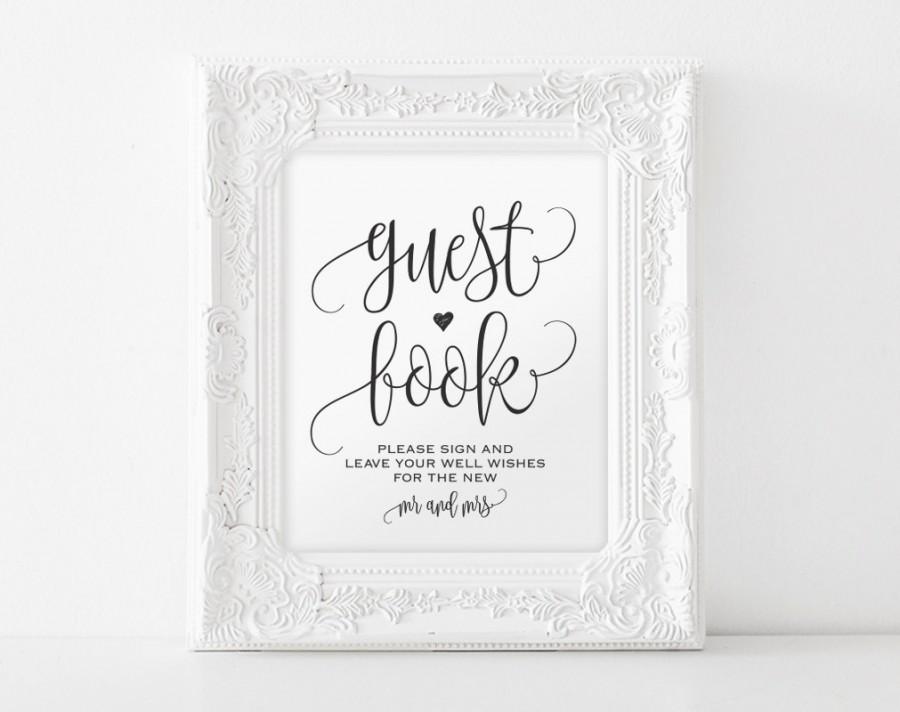 Mariage - Guest Book Sign, Please Sign our Guest Book, Guest Book Printable, Wedding Sign, Template, Reception Sign, PDF Instant Download 