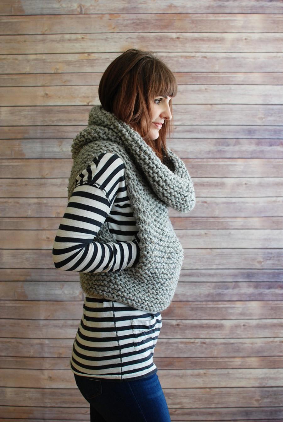 Wedding - The Mavis + Chunky Knit Hooded Cowl Vest + Made to Order