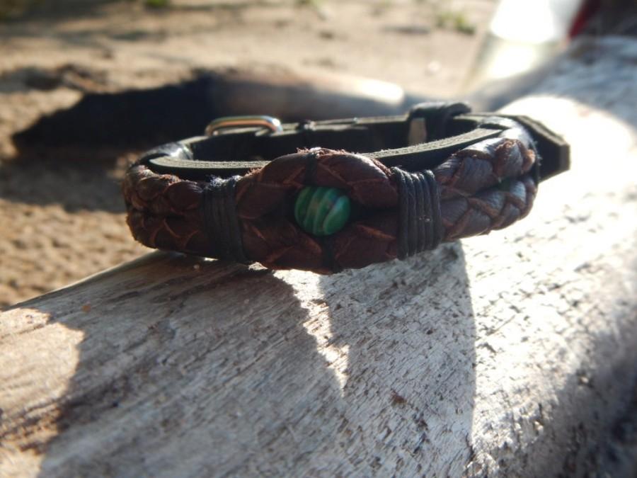 Mariage - Leather bracelet with the buckle Malachite , leather bracelet, custom leather bracelet, mens leather bracelet, leather bracelet for women