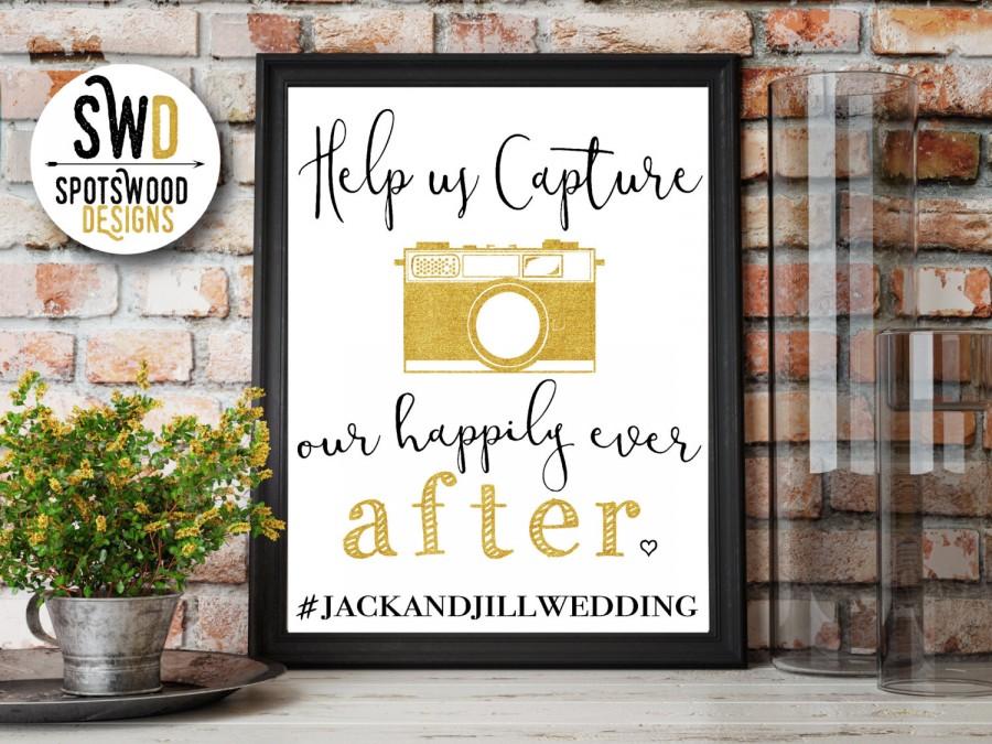 Wedding - Help Us Cature Our Happily Ever After Wedding Printable. Instant Download. Social Media Print with Hashtag, Instagram, Facebook
