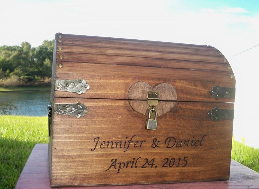 زفاف - WEDDING CARD BOX, rustic wooden card box, rustic wedding card box, advice box, wedding gift, locking card box, wedding card chest, rustic