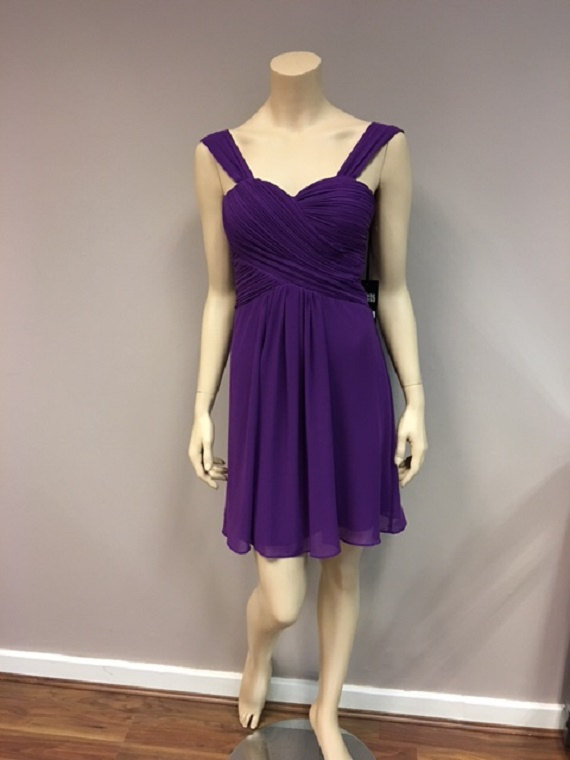 Mariage - Short Purple Chiffon Dress Bridesmaids Wedding Party Prom Summer Gown Cocktail party dress