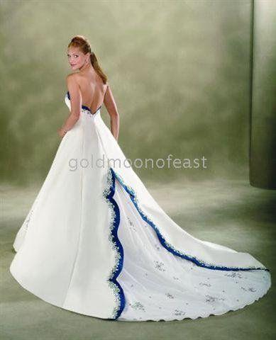 Mariage - White And Blue Wedding Dresses 