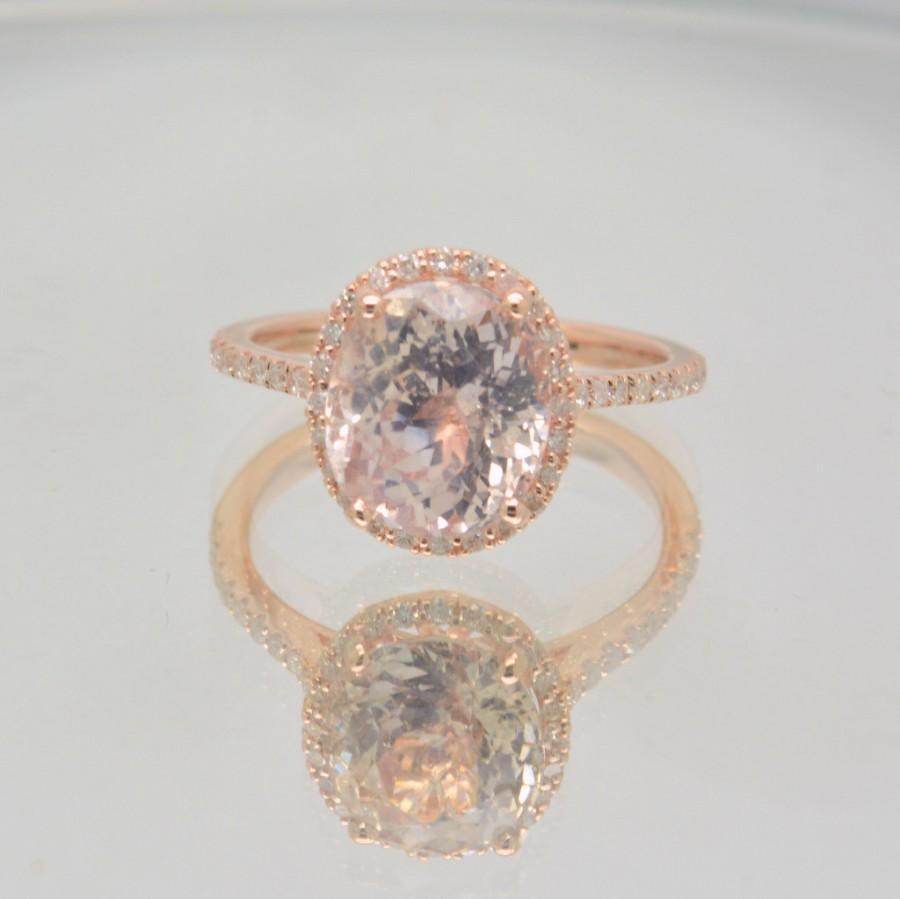 Mariage - 4.96 carts Champagne Peach Sapphirerose rose gold engagement ring 