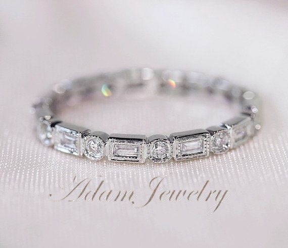 Hochzeit - Second Payment For Julie Josephs Only Baguette Diamonds 4K Yellow Gold Wedding Ring