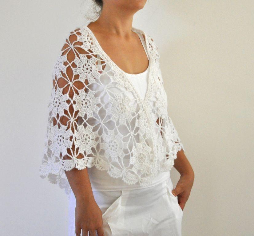 Свадьба - Crochet Shawl Weddings Shawl White Mohair Unique Delicate Chic Romantic