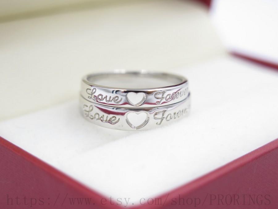 زفاف - 2pcs-Matching Promise Rings, Personalized Couple Rings, Promise Rings For Couples, Couple Ring Set, His and Hers, Promise Ring, Heart Ring