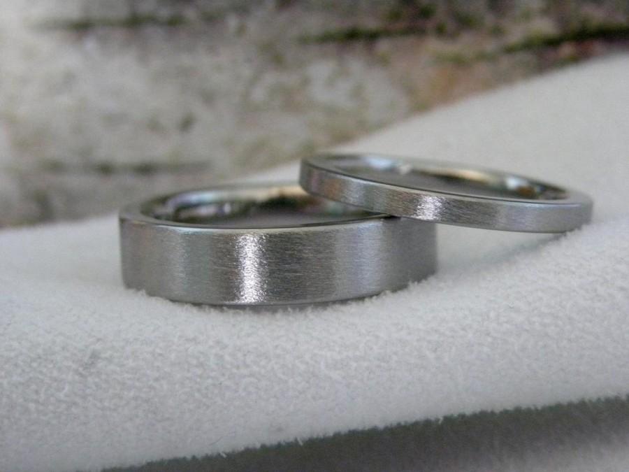 Свадьба - Matching Ring SET or Titanium Wedding Bands, Stone Finish
