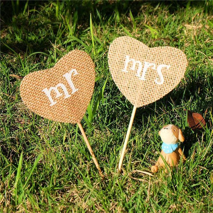 Wedding - MR MRS Cake Topper Natural Jute Burlap Hessian Vintage Wedding Decoration Rustic Classic-in Event & Party Supplies From Home & Garden On Aliexpress.com 