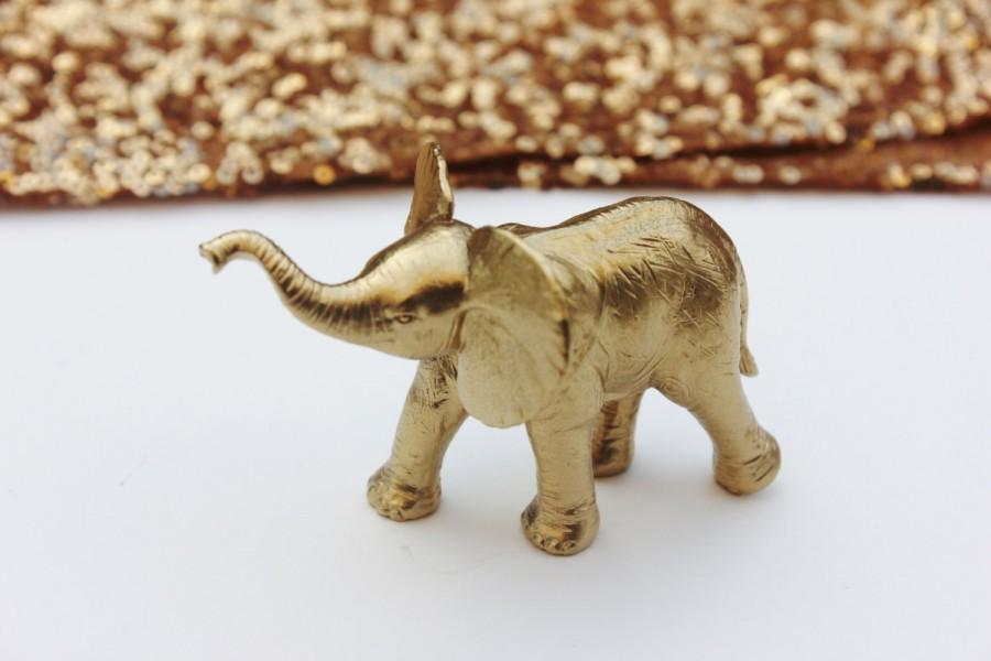 Hochzeit - GOLD ELEPHANT Cake Topper Mini Small Figurines Animal Figurine Whimsical Magical Vintage Golden Carousel Carnival Safari Circus Birthday