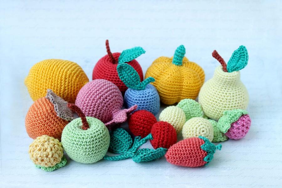 زفاف - Crochet fruits, Crochet Vegetables, play food, Crochet food, soft toys , Handmade toy, eco friendly , kitchen decoration, set of 13 pcs