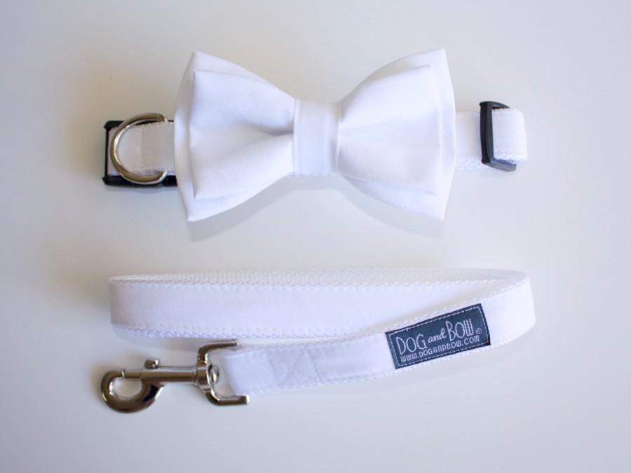 Mariage - White Layered Dog Bow Tie - Optional Matching Collar and Leash - Wedding Dog