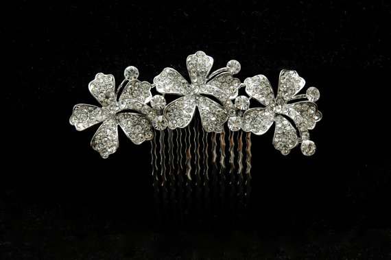 Mariage - Flower Bridal Comb, Rhinestone Comb, Wedding Hair Comb, Crystal Hair Comb, Wedding Accessories, Bridal Headpiece