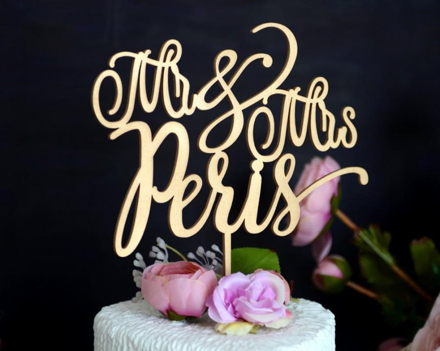 Mariage - Wedding Cake Topper, Rustic Wood Mr and Mrs Cake Topper, Cake Topper with YOUR Last Name 136
