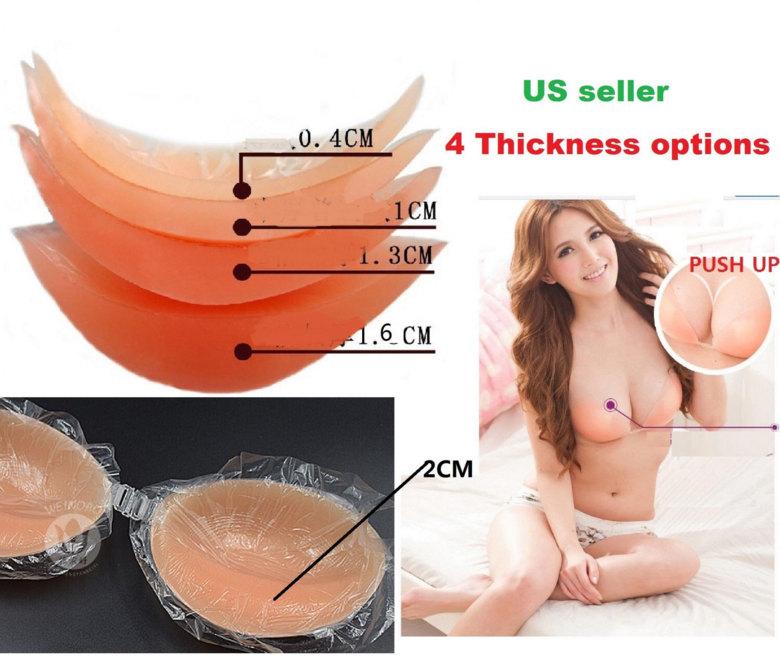Wedding - Thicker Silicone bra Adhesive stick Invisible PUSH UP Enhancer inserts Strapless