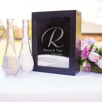 Hochzeit - Unity Sand Ceremony Shadow Box Set (White or Black) - Free Personalization - WSPS5028