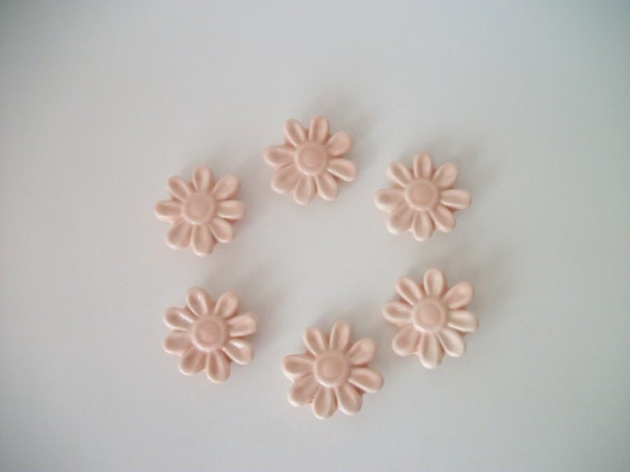 زفاف - Pink Ceramic Flowers Wedding Table Decor, Cupcake Toppers, Plant Decoration, Craft Supplies, Set of 5, Ready to Ship