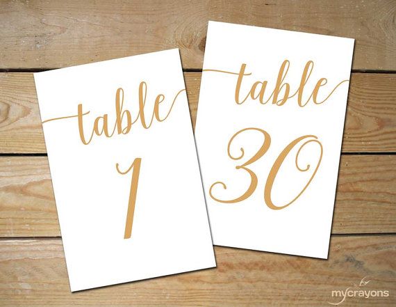 Wedding - Instant Download Printable Table Numbers By MyCrayonsPapeterie