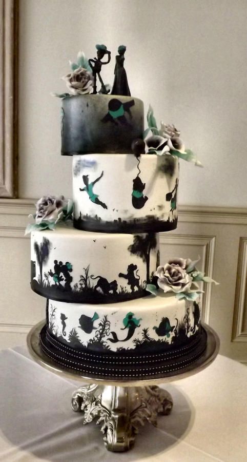 Wedding - Disney Silhouette Wedding Cake