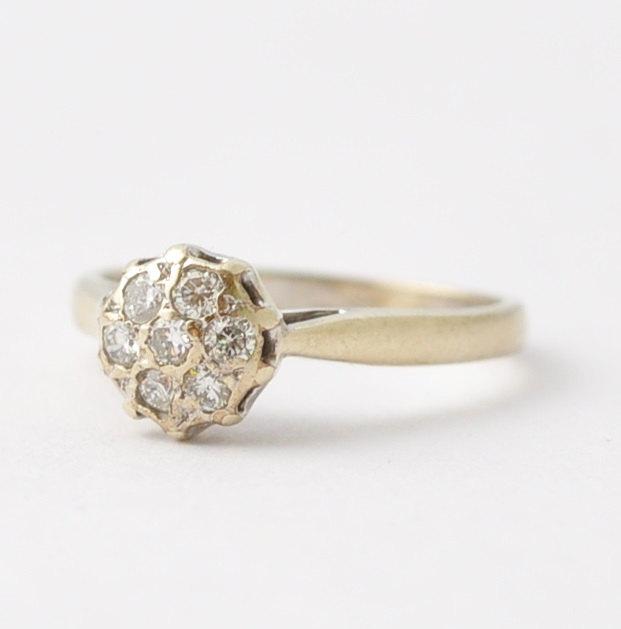 Hochzeit - Engagement Rings: Vintage Diamonds & 9K Gold, Size 5