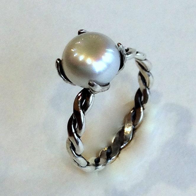 زفاف - Dainty ring, pearl ring, Simple ring, silver engagement ring, infinity ring, stacking ring, gemstone ring, delicate ring - Ice queen R2067