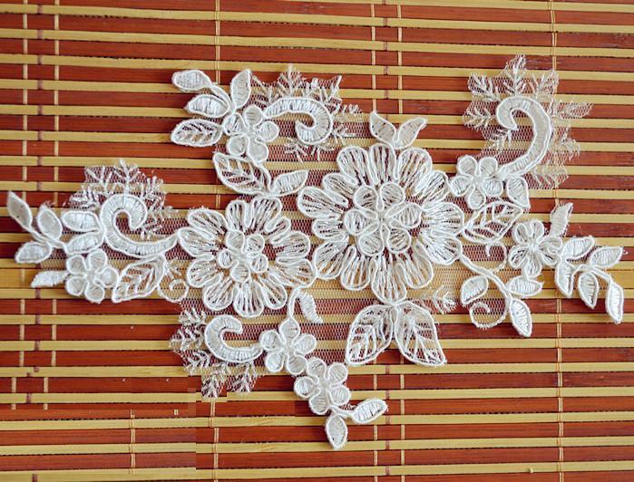 زفاف - One pair of tulle embroidery flower rosette patche lace applique wedding dress 12A95  7J12