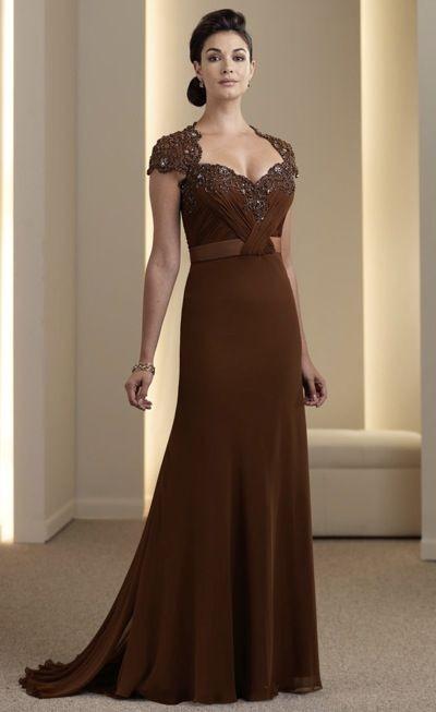 زفاف - Montage Boutique Evening Dress with Lace Cap Sleeves 111961 - Brand Prom Dresses