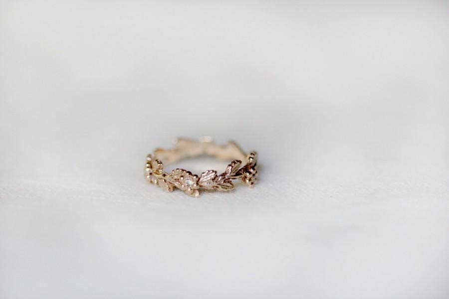 زفاف - Sale! Unique Diamond Leaf Engagement Ring, Leaf Wedding Band, Gold Leaves Diamond Engagement Ring, Bohemian 14k Leaf Flower Bud Wedding Band