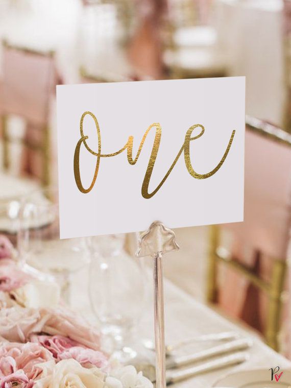 Wedding - Gold Foil Table Numbers - Gold Table Number Cards - Double-sided - Wedding Event Table Numbers With Gold Foil By Paper Charms 