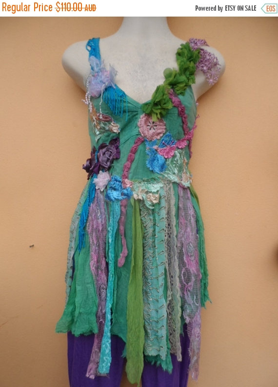 زفاف - 20%OFF bohemian gypsy pixie inspired multi hued top..,,small to 36" bust...