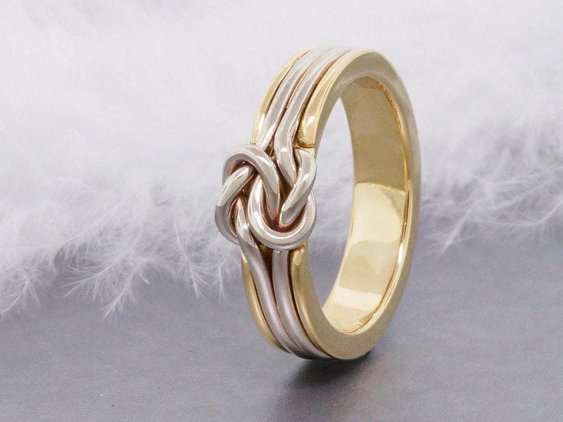 زفاف - Unique engagement ring, double love knot gold wedding ring