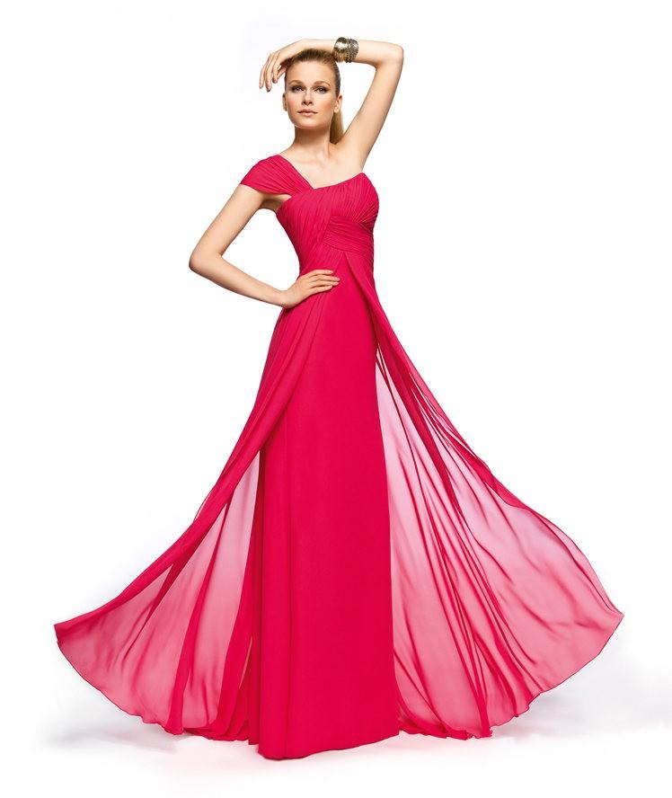 Hochzeit - Simple A-line One Shoulder Ruching Floor-length Chiffon Cocktail Dresses - Elegant Evening Dresses