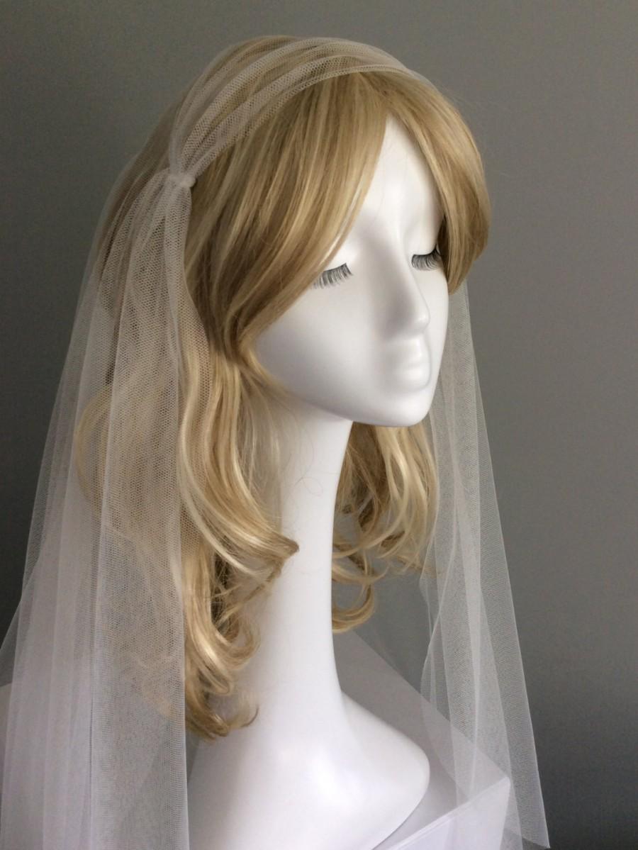 Свадьба - Juliet cap wedding veil, ivory veil, soft veil, like silk tulle, raw edge, 1920s, 1930s, boho, fingertip, waltz, chapel, cathedral length