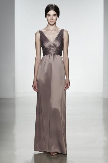 Mariage - Simple A-line Straps V-neck Ruching Floor-length Stretch Satin Evening Dresses - Elegant Evening Dresses