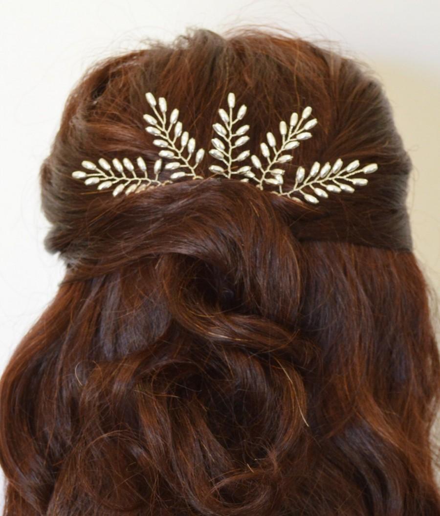 زفاف - Silver Fern Leaf Hair Pins,Silver Bridal Hair Pins, Silver graduation Hair Pins, Silver Formal Hair Pins, Wedding Hair Accessories