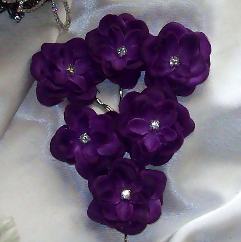 Hochzeit - Sale Purple Wedding,Wedding,Flower Girl,Diamond Wedding Hair Flowers,Purple Hair Flowers,Wedding Hair Flower,Bridal Hair Flower,Wedding