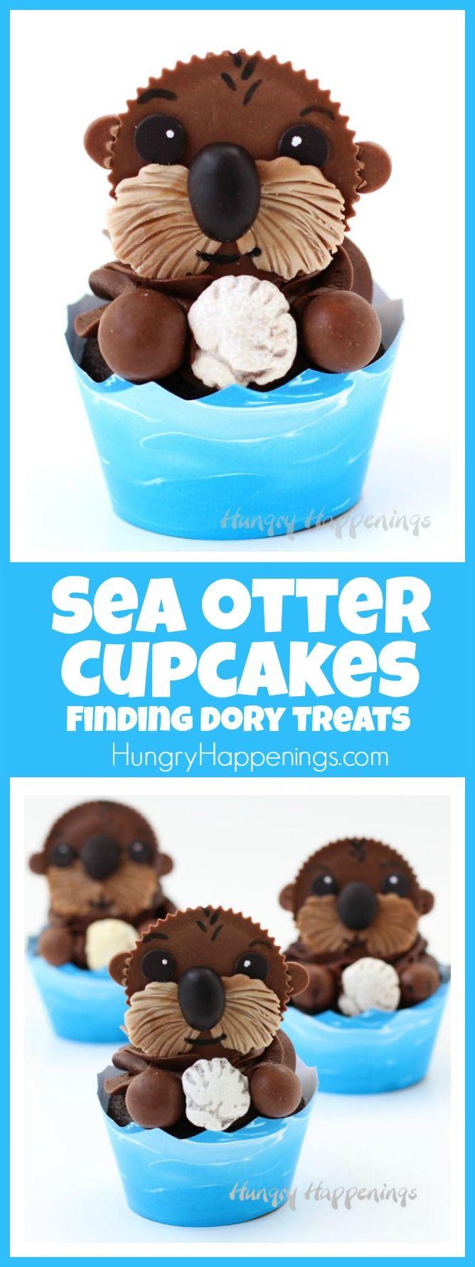 Hochzeit - Sea Otter Cupcakes - Finding Dory Treats