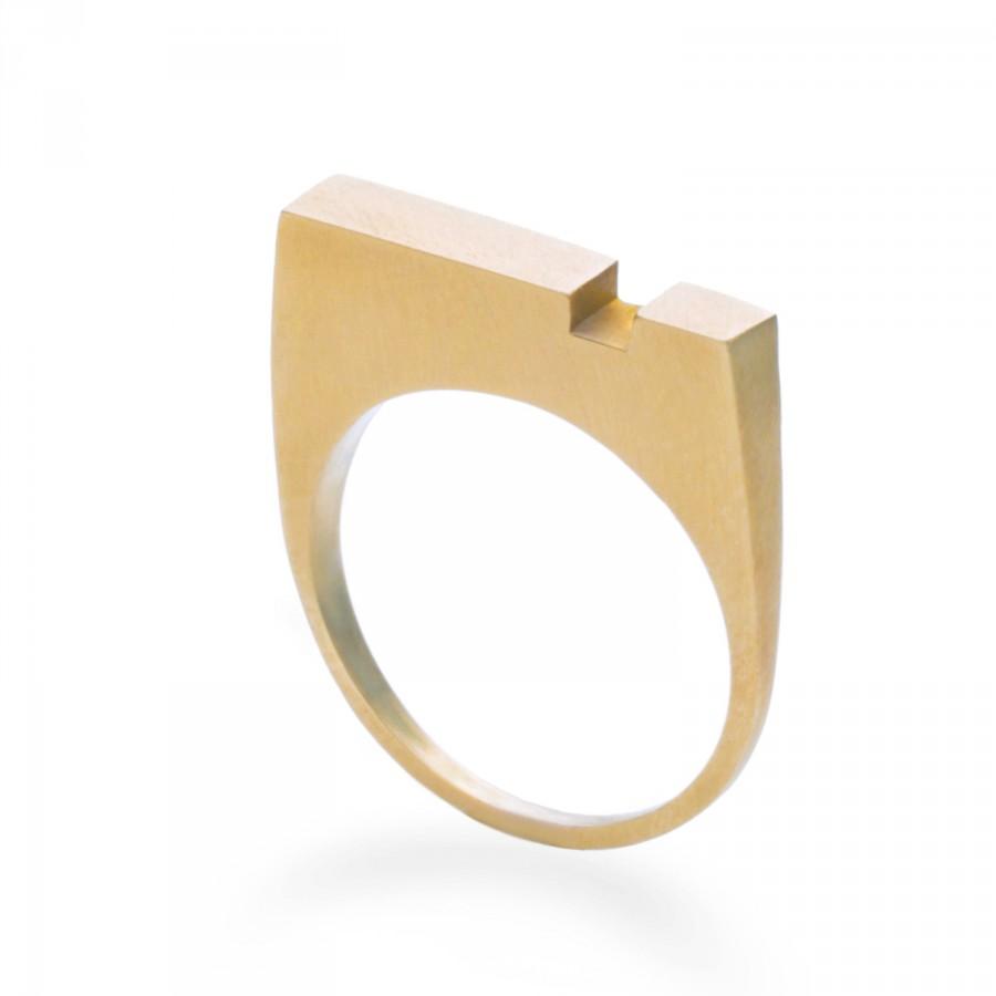 زفاف - Unique Engagement Ring, Personalized Engraved Ring, Geometric Statement, Geometric Gold Ring, Gold Wedding Band, Contemporary Ring, Layered