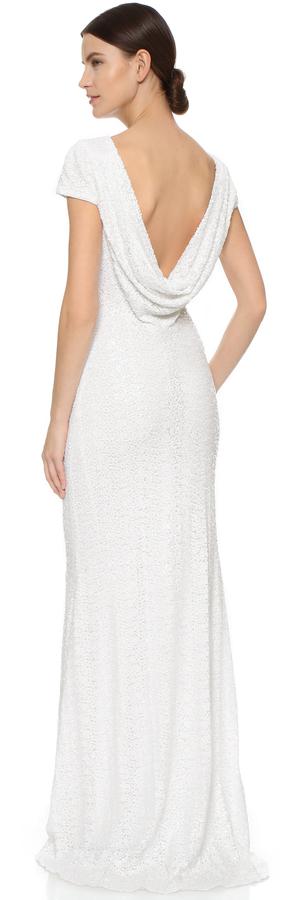 Mariage - Badgley Mischka Collection Cap Sleeve Cowl Back Gown